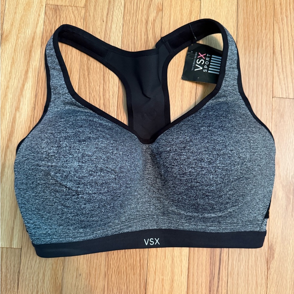 Victoria's Secret Gray and Black Sports Bra with Racerback Design - NWT